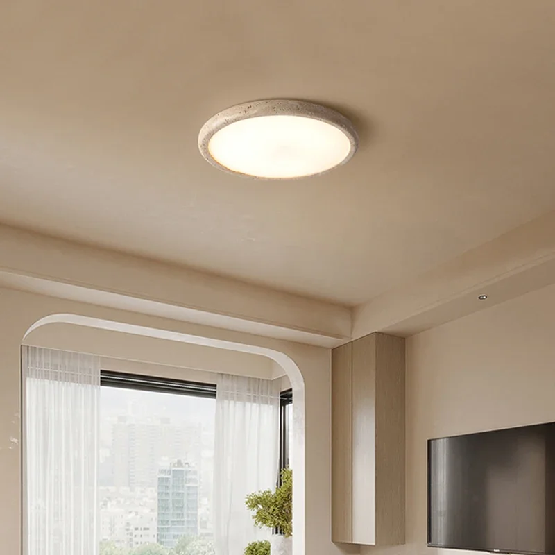 Moderne LED-Deckenleuchte im cremefarbenen Stil, warmes Zimmer, Bettkopfleuchten, gelber Travertin, Korridor, Wohnzimmer, Restaurant, Beleuchtung Image