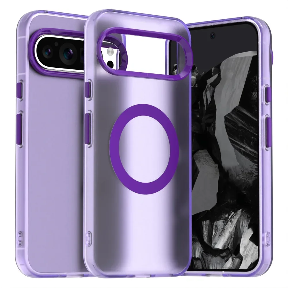 Matte klare magnetische kabellose Lade-Rüstung Magsafe-Hülle für Google Pixel 10, 9, 8, Pro, XL, 9A, militärische, stoßfeste Bonbonfarben-Abdeckung Image