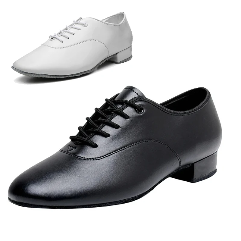 Professionelle lateinamerikanische Tanzschuhe für Herren, Schwarz, Weiß, niedriger Absatz, Höhe 2,5 cm, moderner Tango-Ballsaal-Tanz, Standardschuhe/Jazz-Salsa-Schuhe Image