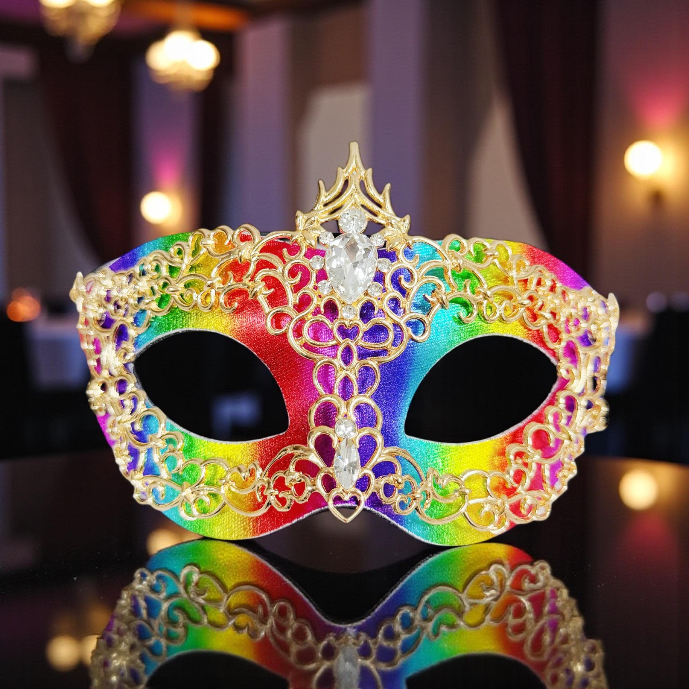 Vintage handgemachte Maske, Maskenmaske für Männer, venezianische Augenmaske, Theatermaske, griechische Göttinnenmaske, 2 in 1 Regenbogenmaske