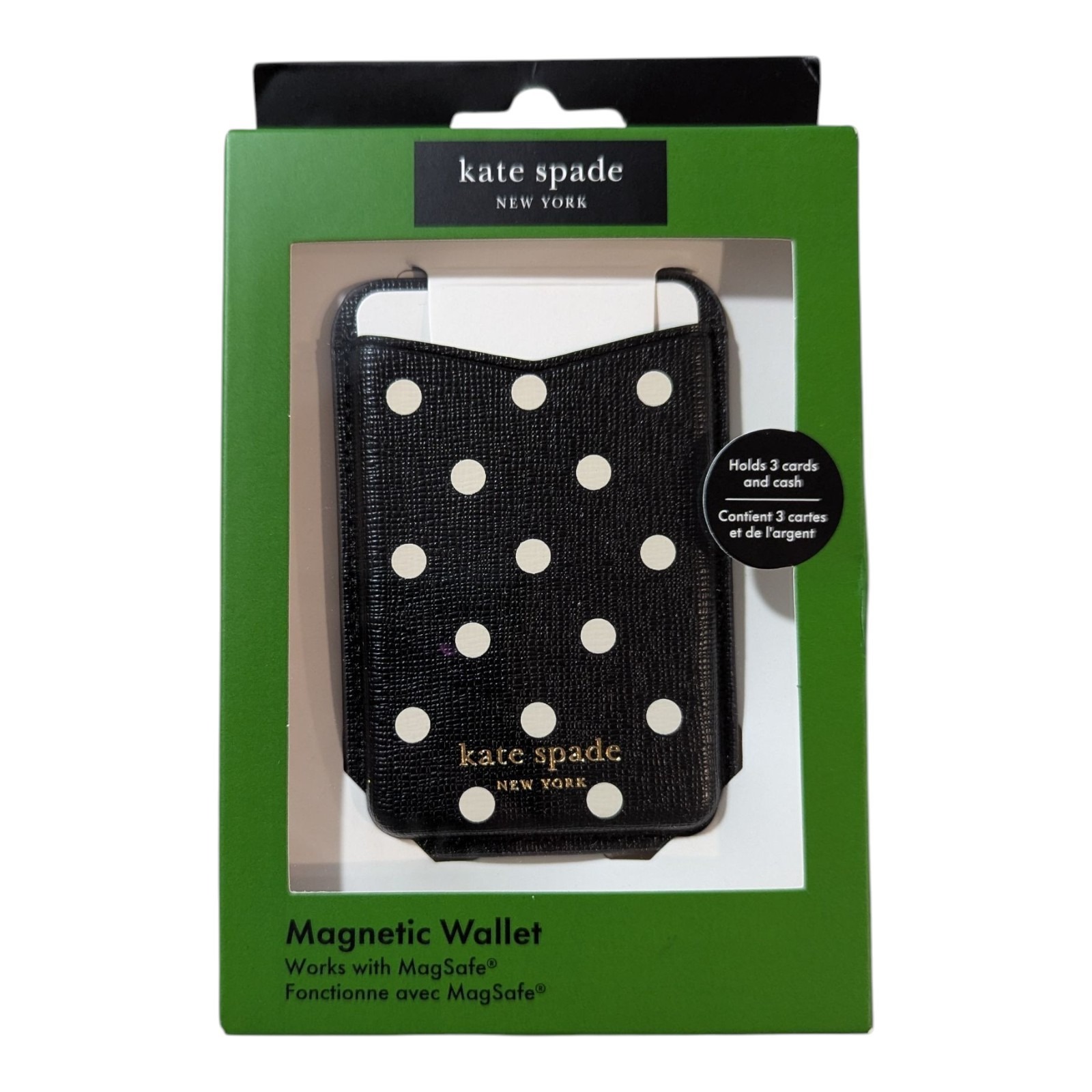 Kate Spade Cell Phones & Accessories | E7-O Kate Spade New York Magnetic Cell Phone Wallet With Magsafe - Black/Dotted | Color: Black/Tan | Size: Os