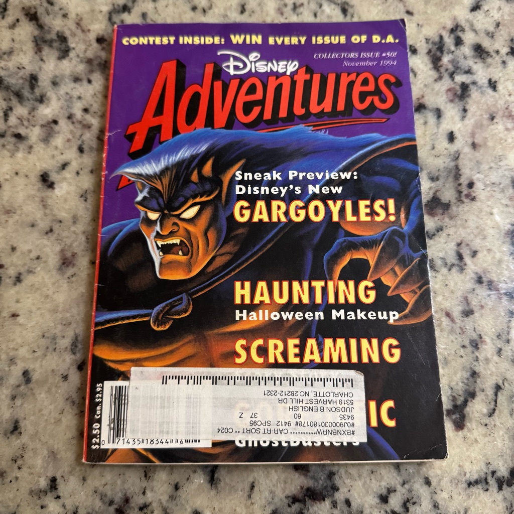 Disney Accents | Disney Adventures Magazine Nov 1994 Gargoyles Collectors Issue #50 Volume 5, #1 | Color: Purple/Red | Size: Os
