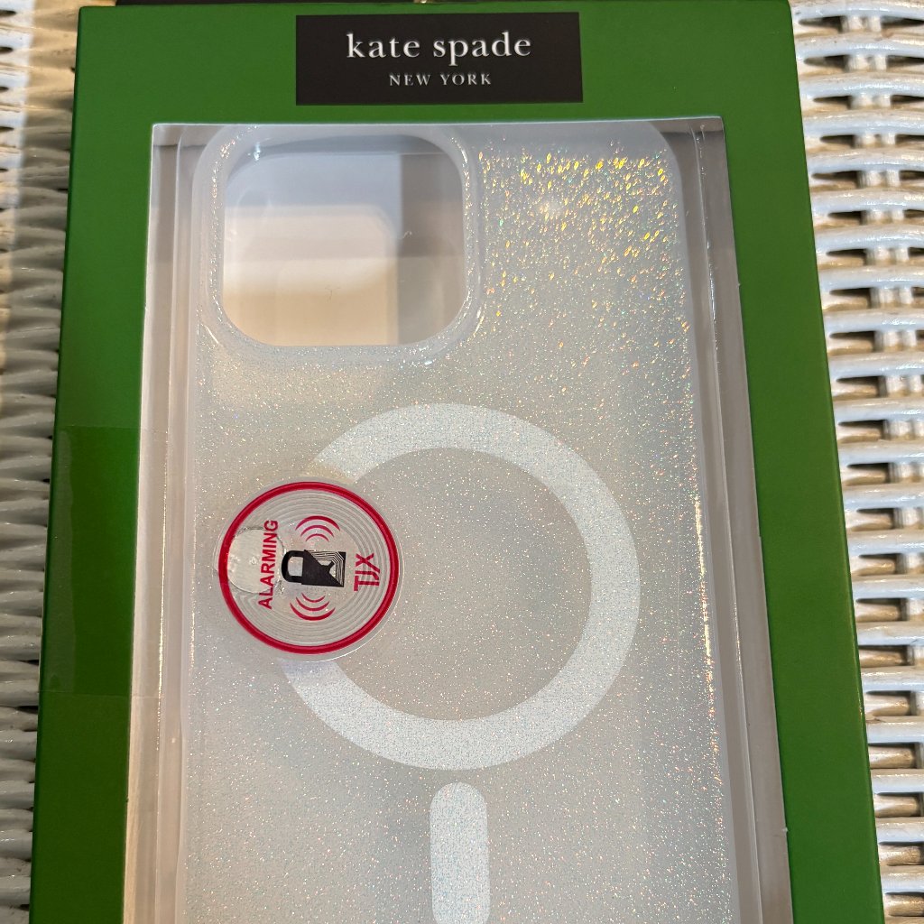 Kate Spade Cell Phones & Accessories | Kate Spade Iphone 16 Pro Max Cell Phone Case Magsafe Iridescent White Glitter | Color: Silver/White | Size: Os