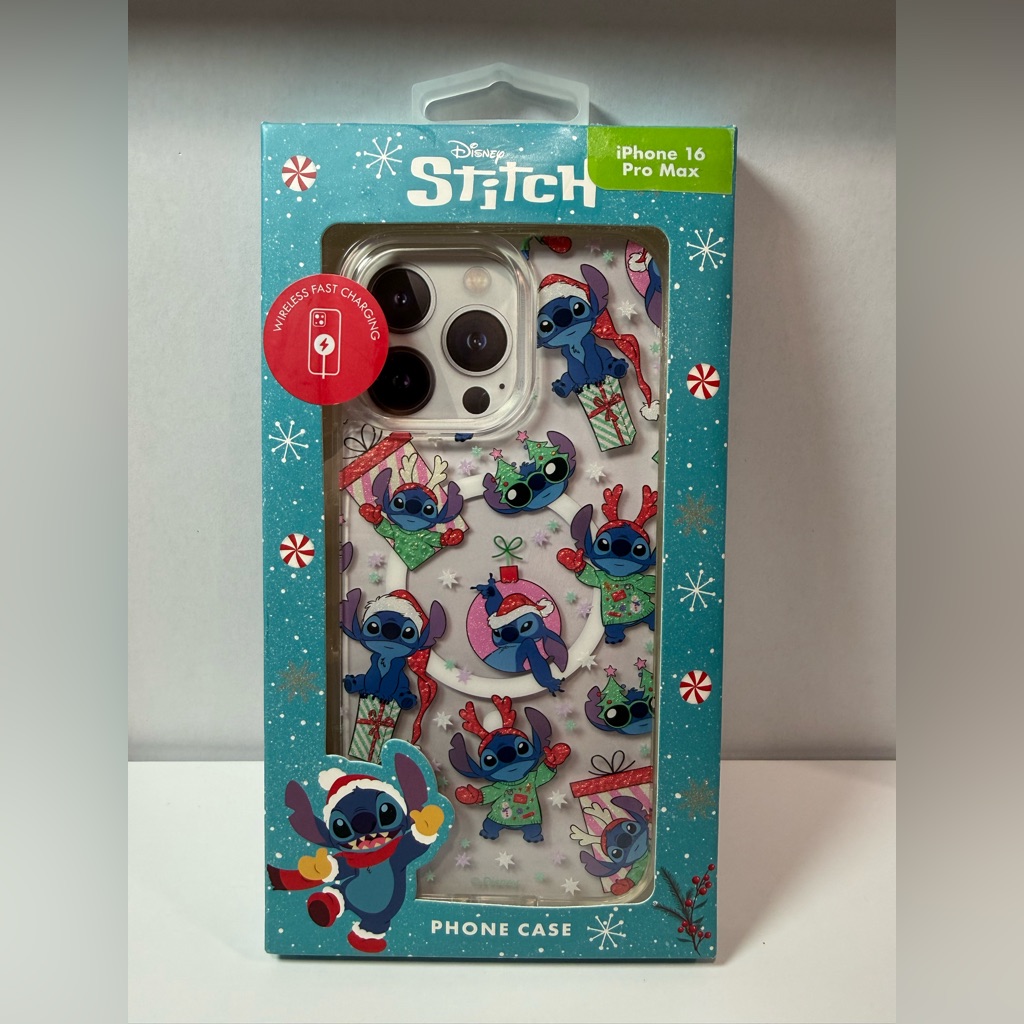 Disney Cell Phones & Accessories | Disney Stitch Christmas Iphone 16 Pro Max Phone Case Wireless Charging New | Color: Blue | Size: Os