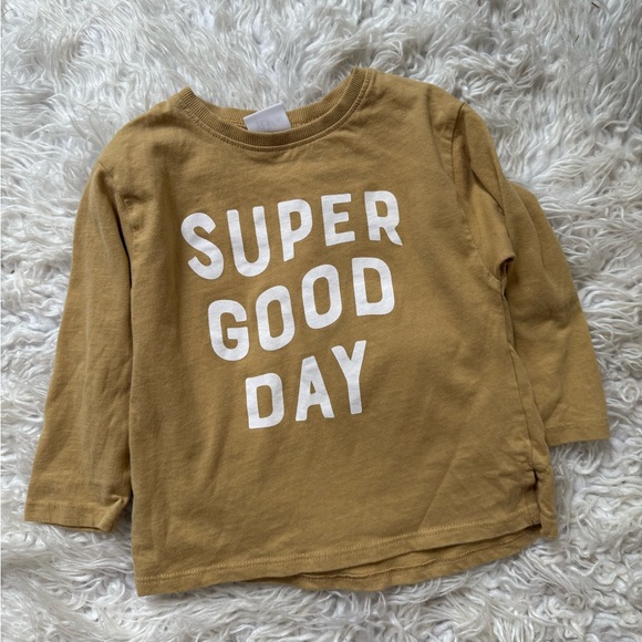 Zara Shirts & Tops | Kids Tan Shirt - Super Good Day | Color: Tan/White | Size: 12-18mb