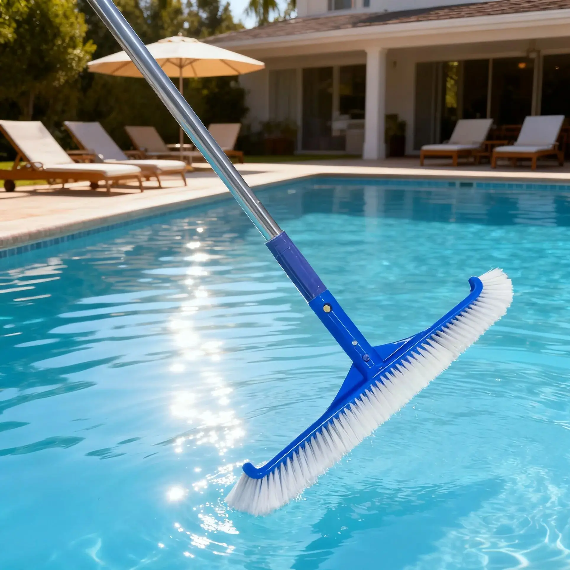 Tête de brosse pour piscine pour nettoyer les parois de la piscine, kit de nettoyage de piscine en nylon avec extrémités courbées