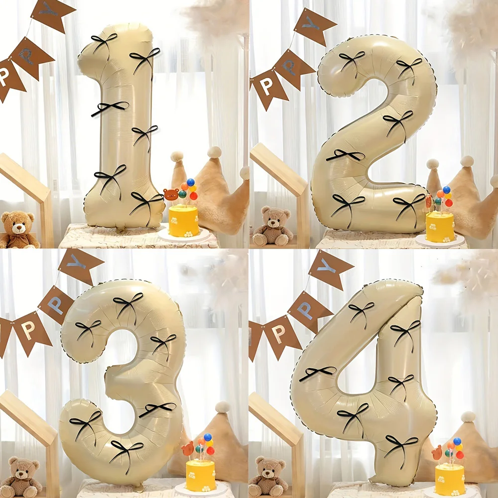 32-Zoll-Ballon-Set in Milchweiß mit DIY-Bandschleife für Geburtstagsfeier, Jubiläum, Abschlusssaison, Partydekoration Image