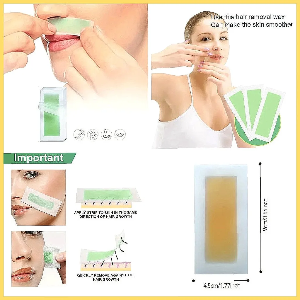 Einweg-Wachspapierstreifen für Frauen, 3/5 Stück, doppelseitige Haarentfernung für Beine, Körper und Gesicht Image