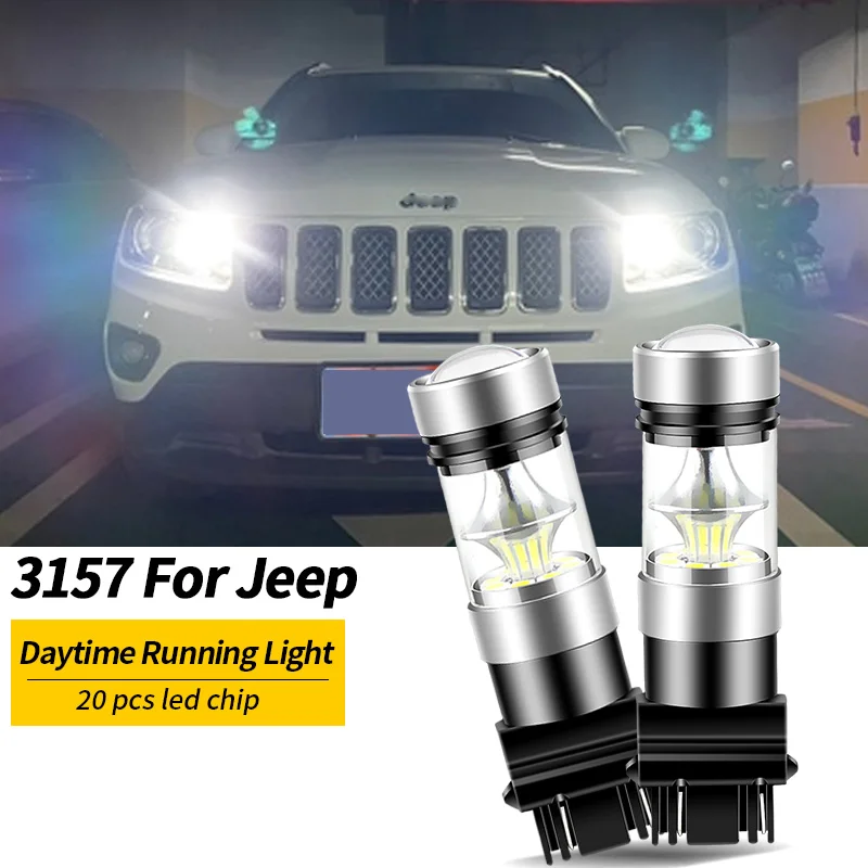 2 Stück LED-Tagfahrlicht DRL Glühbirne Lampe Canbus Fehlerfrei 3157 P27/7W T25 Für Jeep Compass 2011-2016 Grand Cherokee 2011-2013 Image