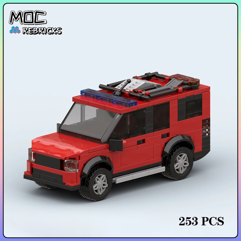 Stadt Serie MOC Feuer Geländewagen 253PCS Baustein Modell Kits DIY Montage Display Puzzle Ziegel Spielzeug Weihnachten geschenke Image