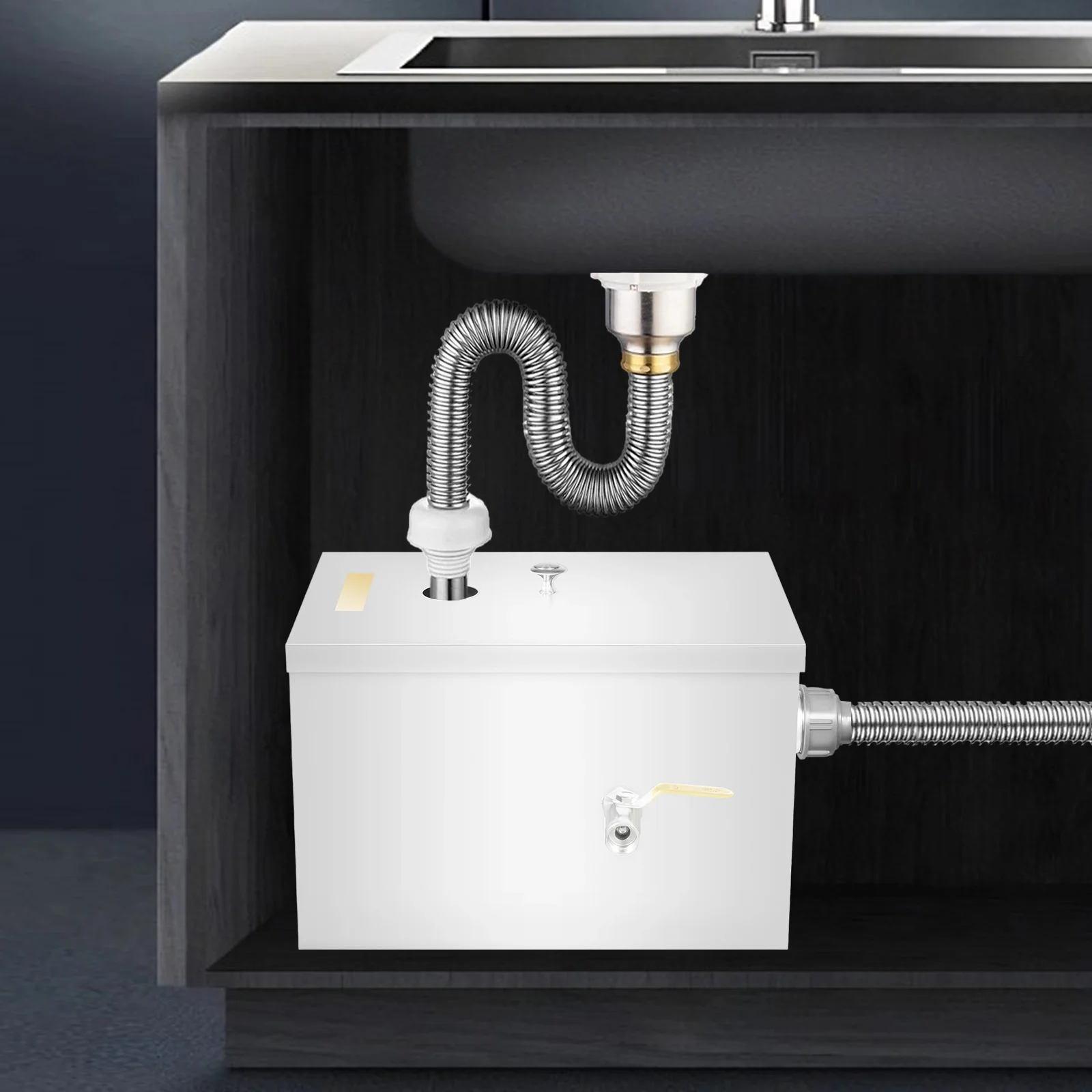 20 l Edelstahl-Fettfalle, Abfangjäger, Öl- und Wasserabscheider, 1, 9-Zoll-Eingangsauslass für gewerbliche Küche, Restaurant, Waschbecken Image