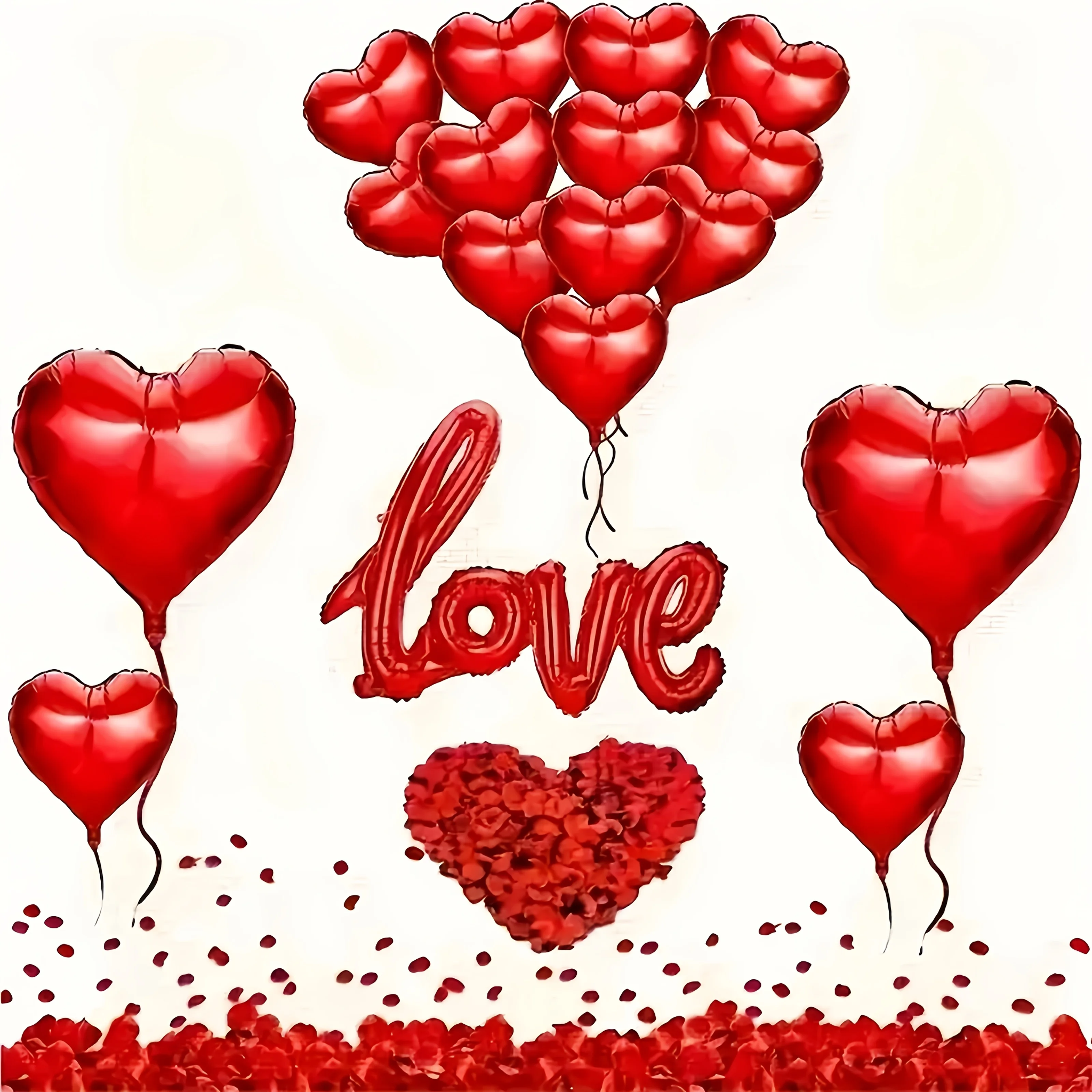 Valentinstag-Ballon-Set, 25,4–45,7 cm, herzförmiger Aluminiumfolienballon, Liebesballon, Vorschlag, Hochzeitstag, Dekoration Image