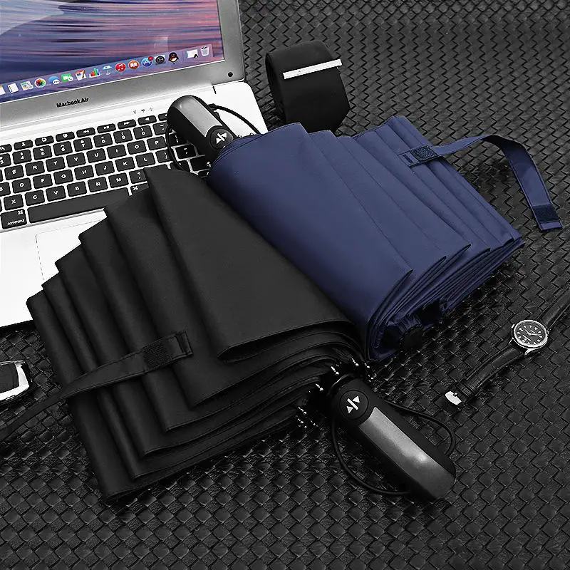 Business Starker und langlebiger, windabweisender Regenschirm, Regenglanz, große faltbare Sonnenschirme mit UV-Schutz. Image