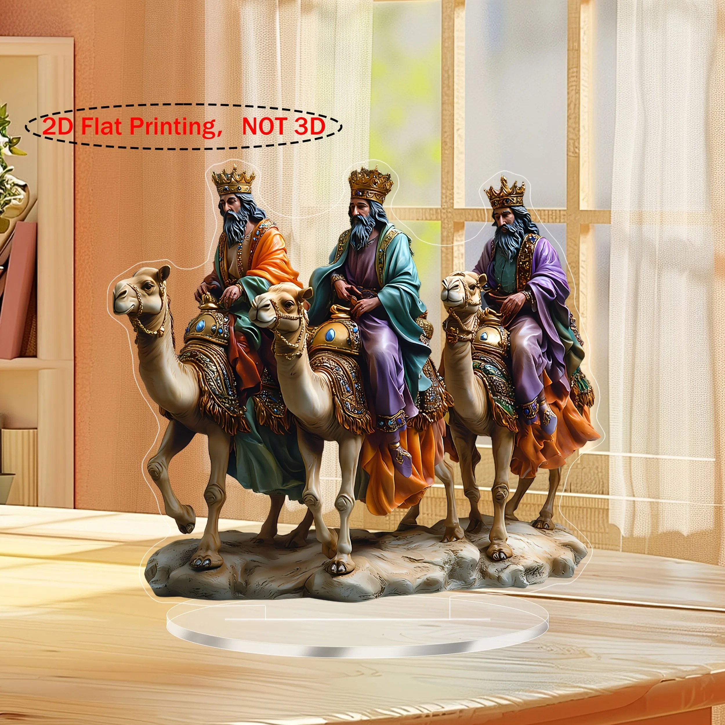 1 Stück Three Saints Riding Camel 2D Acryl Desktop Ornament Home Office Geschenk Langlebige Festival Drei Könige Partydekorationen Image