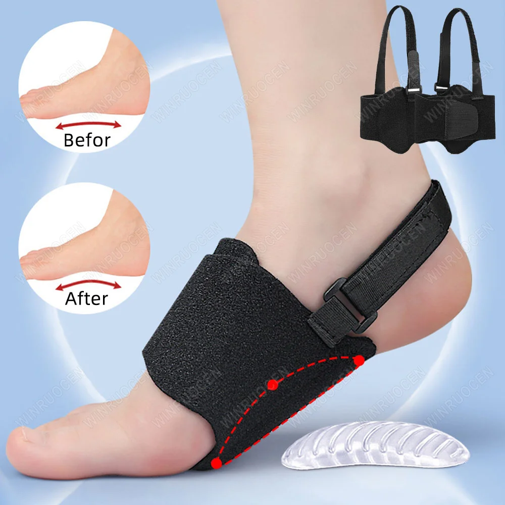 Silikon-Fußgewölbestütz-Ärmel, Mittelfuß-Kompressionsbandage für Plattfußstütze und Plantarfasziitis-Entlastungspolster für Herren und Damen Image