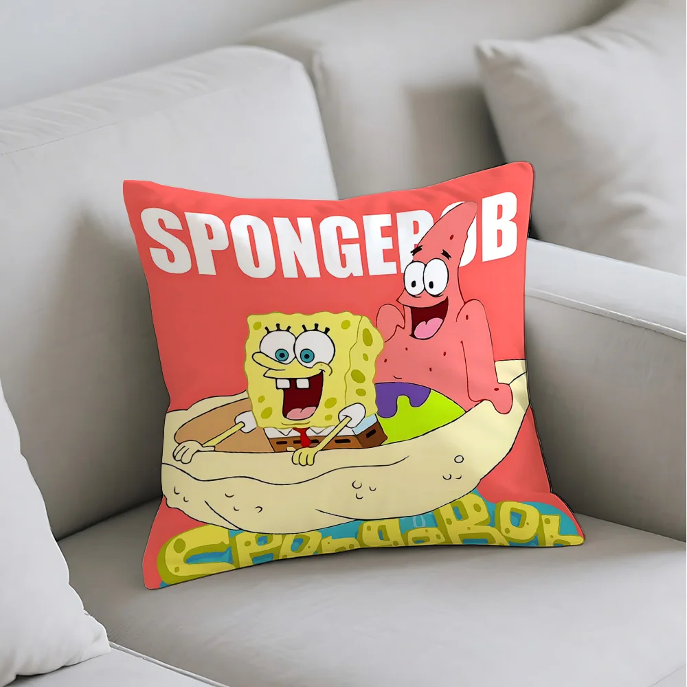 Kawaii SpongeBobs dekorative Kissenbezüge für Bettkissen, Kissenbezüge, 45 x 45 cm, Kissenbezug, Heimdekoration, Herbstdekoration, Sofa Image