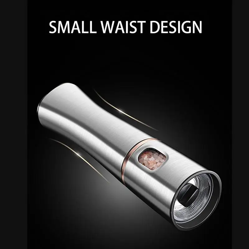 Elektrische Salz- und Pfeffermühle, batteriebetrieben, Küchenhelfer, Mahlflasche mit einstellbarer Grobheit für Stein, Salz, Pfeffer Image