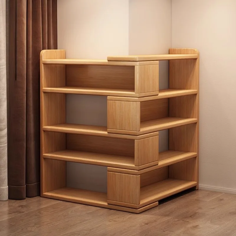 Bücherregal, einziehbares Eck-Bücherregal, Nachttisch-Bodenregal, einfacher Student-Desktop, mehrschichtiger Aufbewahrungsschrank Image