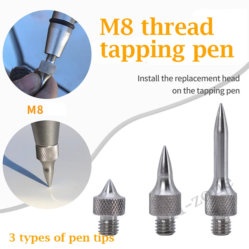 3Pcs Auto Dent Reparatur Nivellierung Hammer Ersatz Kopf M8 Gewinde Interface Dent Reparatur Kostenloser Blech Edelstahl kopf Image