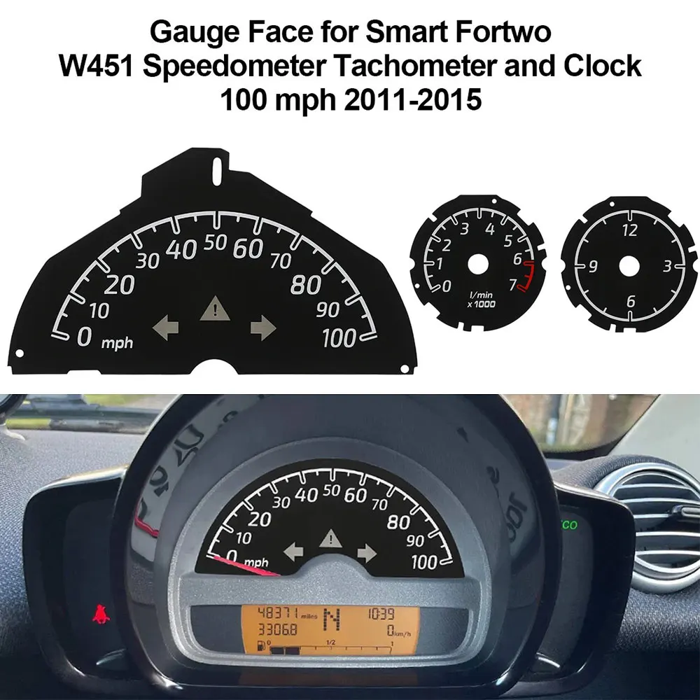 Messgerät für Smart Fortwo W451, Tachometer, Uhr und Drehzahlmesser, 100 Meilen pro Stunde Image