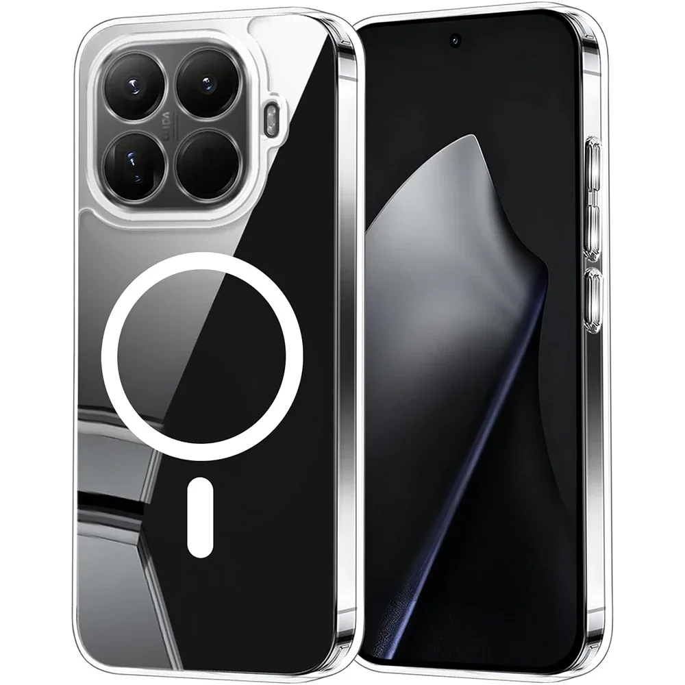 Fall Für Xiaomi 15T Pro 15T 14T 15 Pro 15 ULTRA Transparent Schock Für MagSafe Starke magnetische Silikon Dünne Anti-schock Fall Image