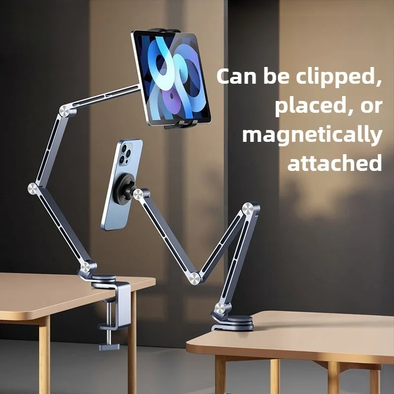 Magnetischer Tablet-Ständer, Faltbarer Tablet-Arm iPad-Tischhalterung mit 360° Drehung ° Drehbarer Ständer, Telefonhalter iPad-Ständer für Schreibtisch und Bett Image