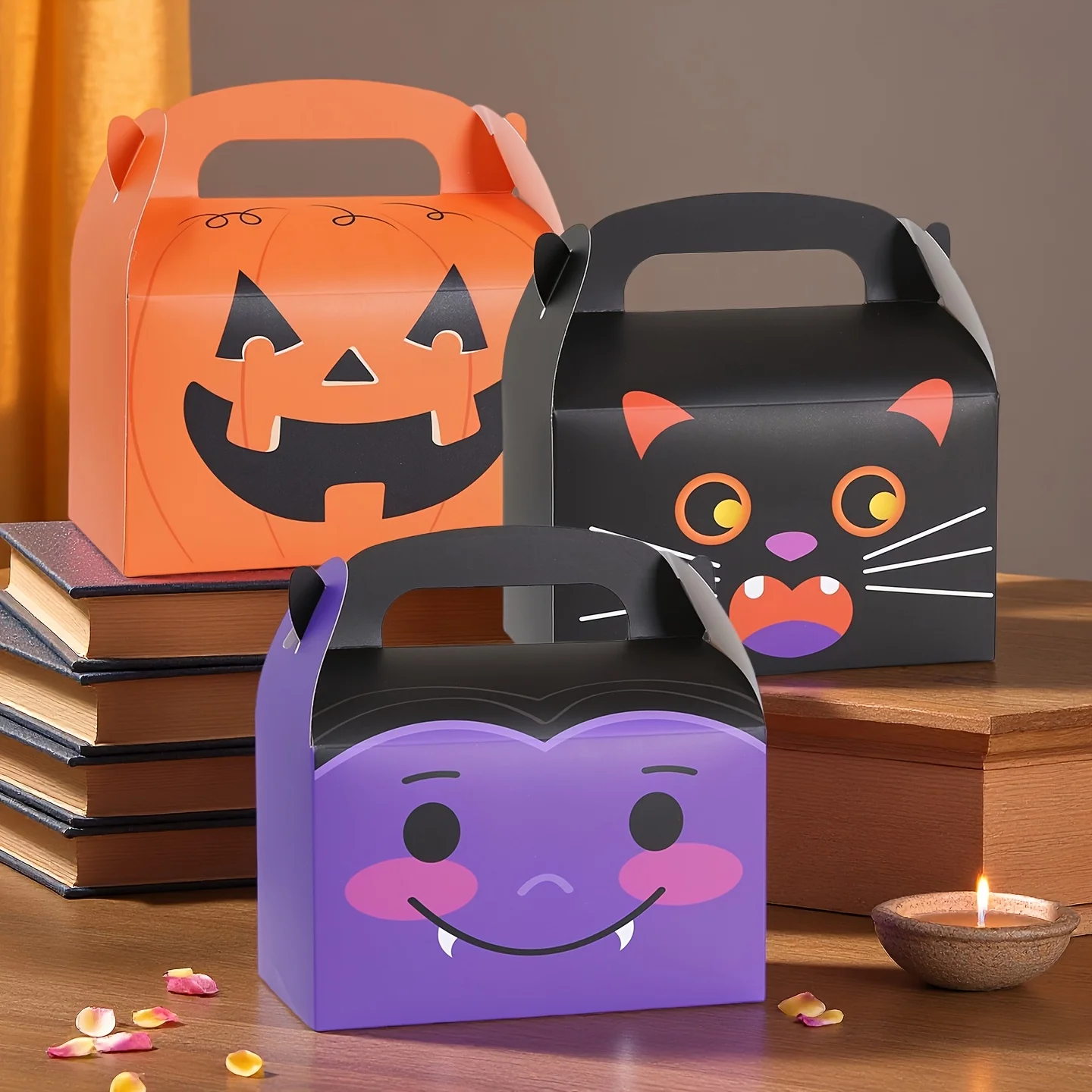 6/12 Halloween Süßigkeiten Geschenkbox Monster Kürbis Katze Mumie Vampir Skelett Papier Geschenkbox Süßigkeiten & Kekse Horror Thema Image