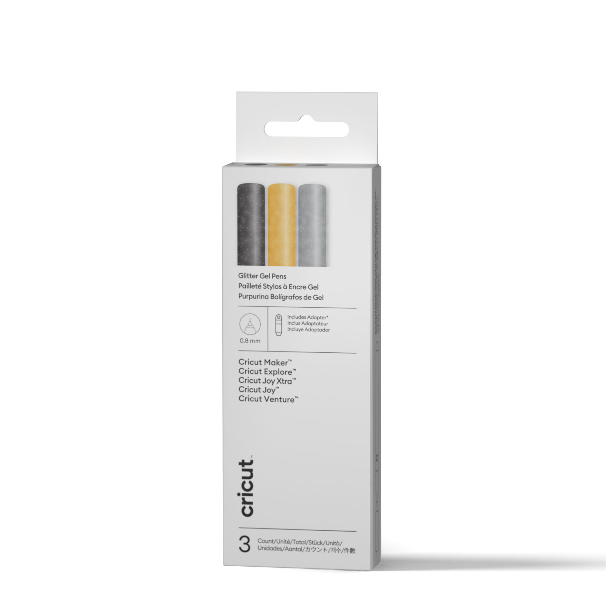 Cricut Glitter Gel Pen Set | 0.8 mm | 3 Count + Adapter