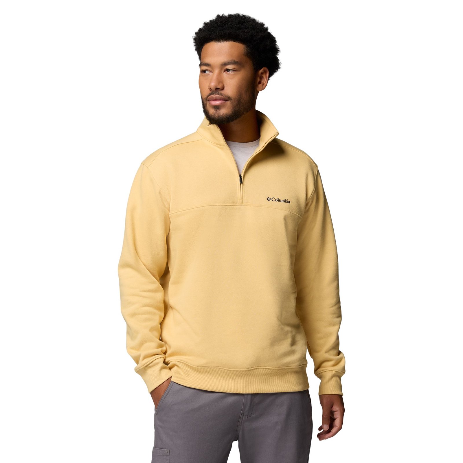 Columbia Men's Hart Mountain II Half Zip (Size M) Sand Dune Heather, Polyester