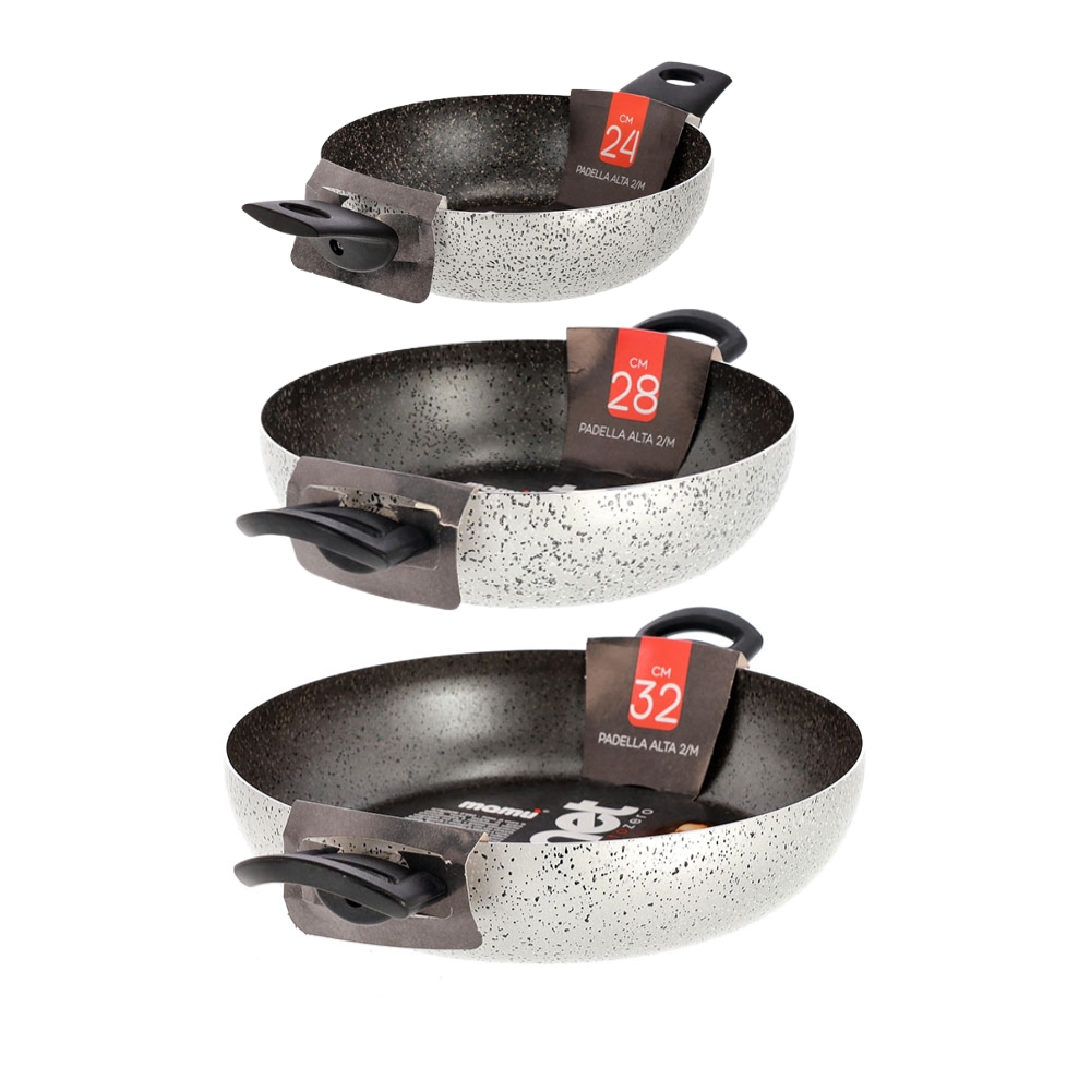 Mamù 3er-Set Bratpfannen mit zwei Griffen, antihaftbeschichtet, Aluminium, kratzfest, PFOA-frei, Ø 24/28/32 cm Image
