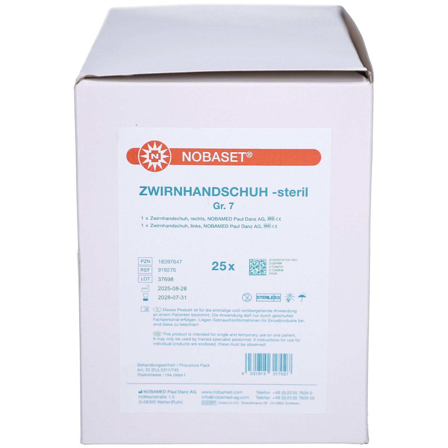 ZWIRNHANDSCHUHE-steril Gr.7 paarweise 25x2 St Handschuhe