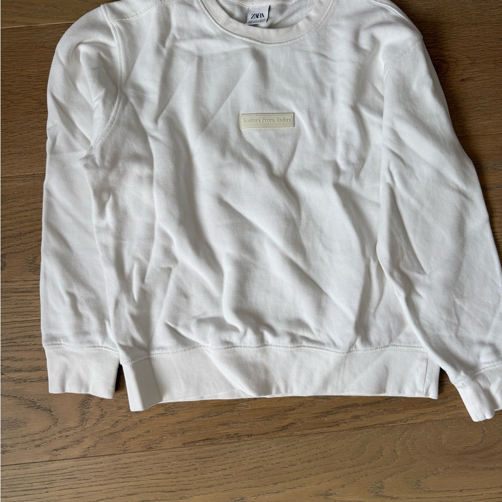 Zara Sweaters | Zara Sailors From Today Cream Textured #108 Sweatshirt | Color: White | Size: S