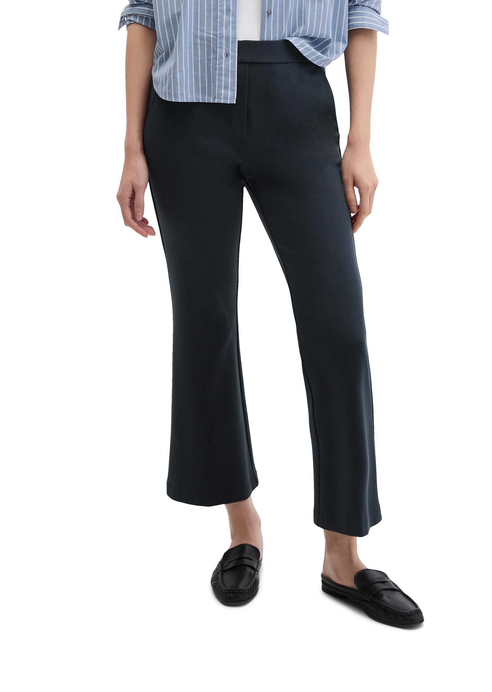 Chinohose MARC O'POLO "aus Viskose-Stretch", Damen, Gr. 36, Normalgrößen, martime blau, Obermaterial: 70% Viskose, 25% Polyamid, 5% Elasthan, unifarben, ausgestellt kurz, Hosen Chinohose Image