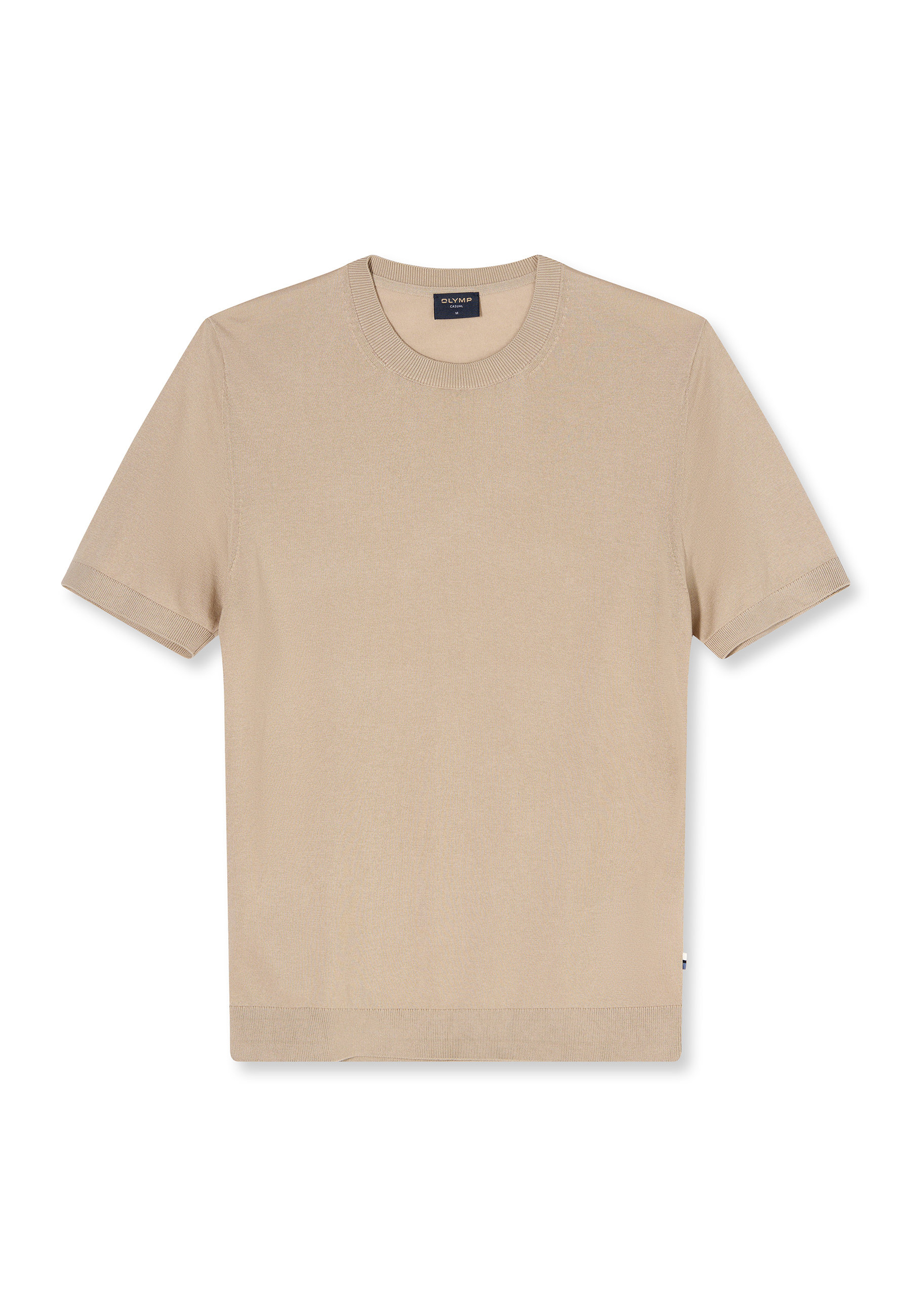 Strickpullover OLYMP "OLYMP Casual Strick, regular fit", Herren, Gr. M, beige, 50% Baumwolle, 50% Lyocell, Pullover Strickpullover Image