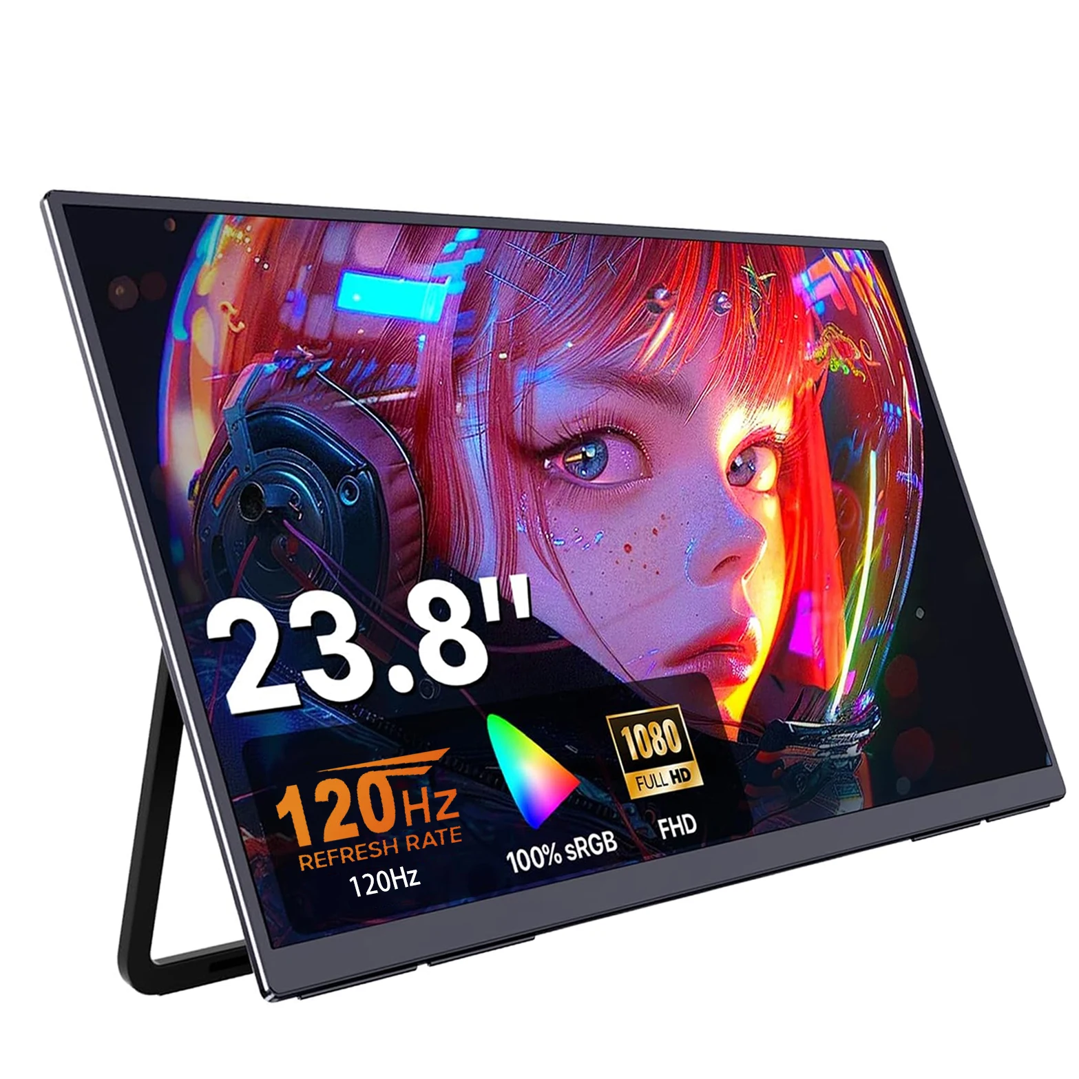 Moniteur portable 23,8 pouces 120 Hz RGB 100 % avec support VESA, écran étendu pour ordinateur portable, écran IPS pour ordinateur portable PC