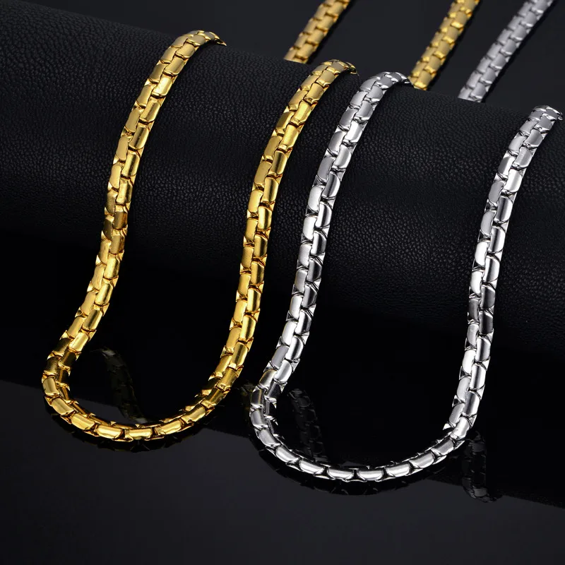 Collana da uomo a catena lunga 6 mm per uomo 20 "23" 26 " Collane a catena piatta a serpente in acciaio inossidabile color oro Collana a catena da uomo