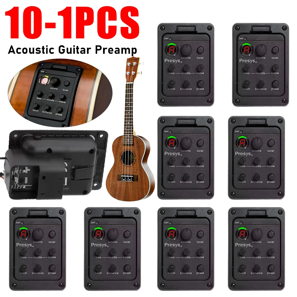 201 Gitarren-Tonabnehmer mit Stimmgerät für Fishman Presys Blend Gitarren-Vorverstärker, Equalizer, Gitarren-Schallloch, EQ-Teile, Zubehör