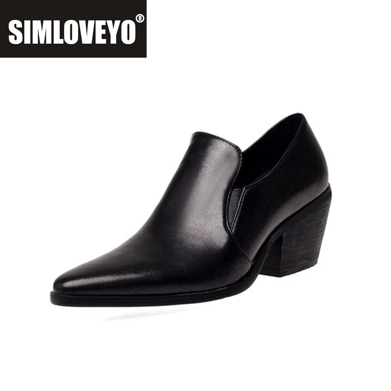 SIMLOVEYO 2025 Neue Damen-Pumps, spitzer Zehenbereich, 6 cm, quadratischer Absatz, Slip-On, Markendesign, große Größe, 40 41 42 43 44 45 46 Grün, Silber, Schwarz Image