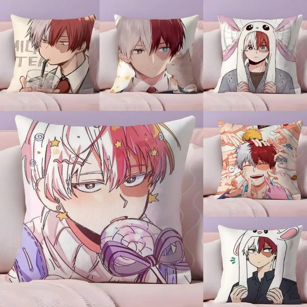 Kawaii S-Shoto T-Todoroki Chibi Kissenbezug, Plüschstoff, weich, doppelseitig bedruckt, Sofa, warm, Winter, Zuhause, Geschenk, Kissenbezug Image