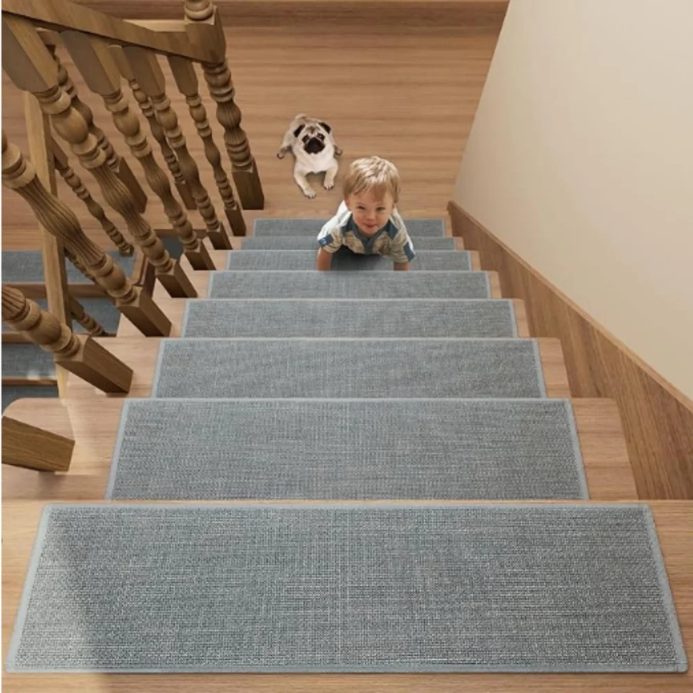 VIKAMA Treppenstufen, Holzstufen, Sicherheits-Treppenmatte, Treppen, rutschfester, wasserdichter Teppich, geeignet für Treppen, Bodenmatte, Heimdekoration Image