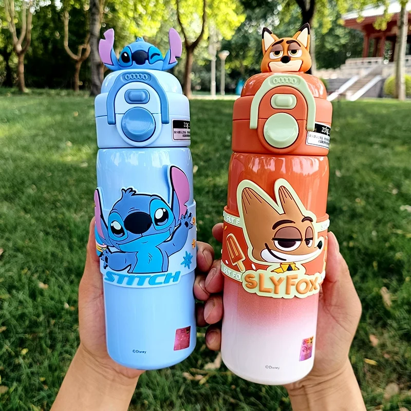 Neue Stich 500 ml Zootopia Thermoskanne Nick Judy Große Kapazität Dual-Trinkhalm Tasse Cartoon Nette Druck Student Wasser Tasse geschenk Image