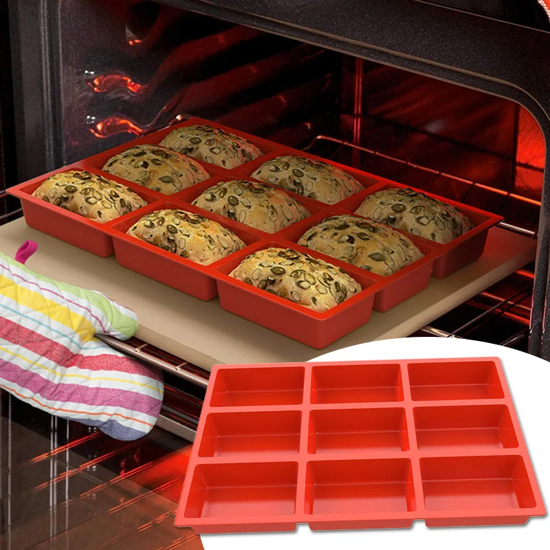 9 Grids Silikon Backform Mini Größe Laib Kuchen Form Lebensmittel Grade Material Cookies Schokolade Backformen Tablett Gebäck Backen Werkzeuge Image