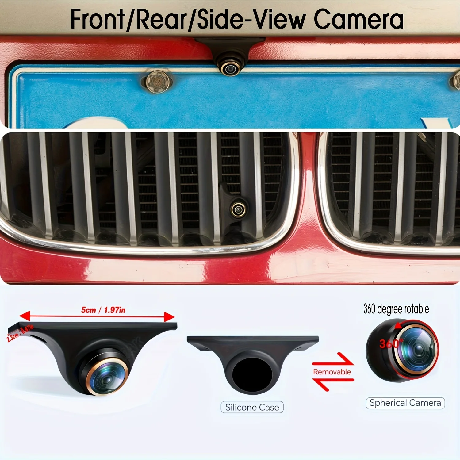 AHD-1080P AHD/CVBS-Unterstützung, Rückfahrkamera mit Vorder-/Hinter-/Links-/Rechtsansicht, Fischaugenkamera für Autos – Full HD-Nachtsicht Image