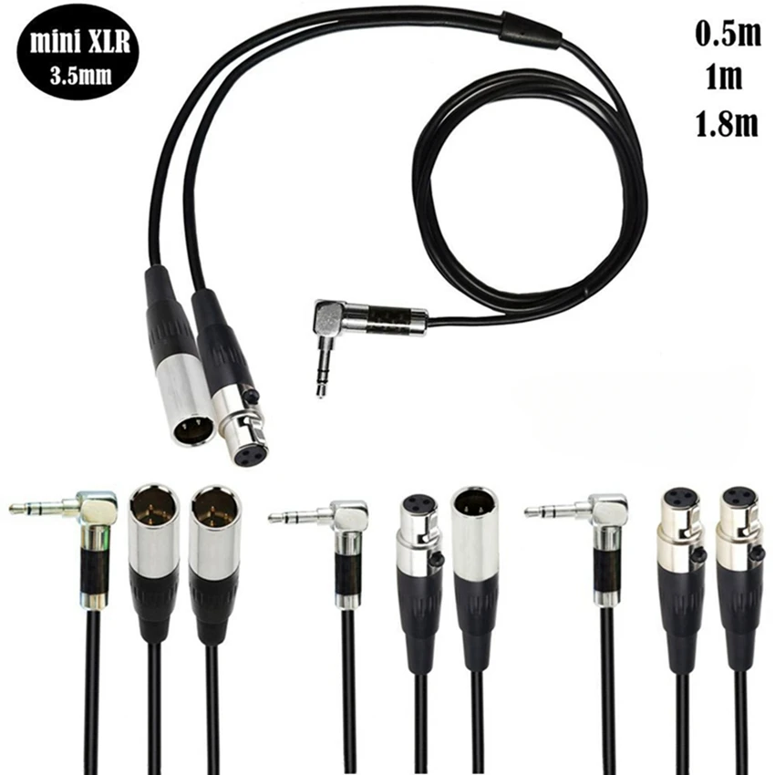 Dual Mini 3pin xlr Stecker & Buchse auf 3,5mm 1/8 "trs Stecker Audio y Kabel Kabel 0,5 m 1,8 m für Kamera SLR Kamera Mikrofon Image