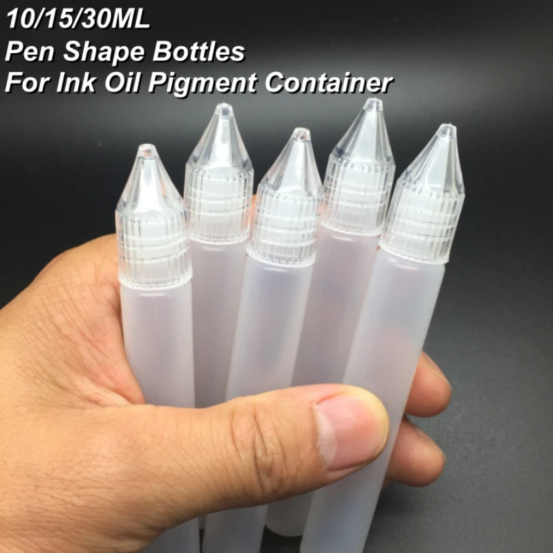 5/10 stücke 10/15/30ML Kunststoff Squeeze Dropper Flasche Stift Form Flaschen Flüssigkeit Leere Behälter Lange dünne Flasche für Tinte Öl Pigment Image