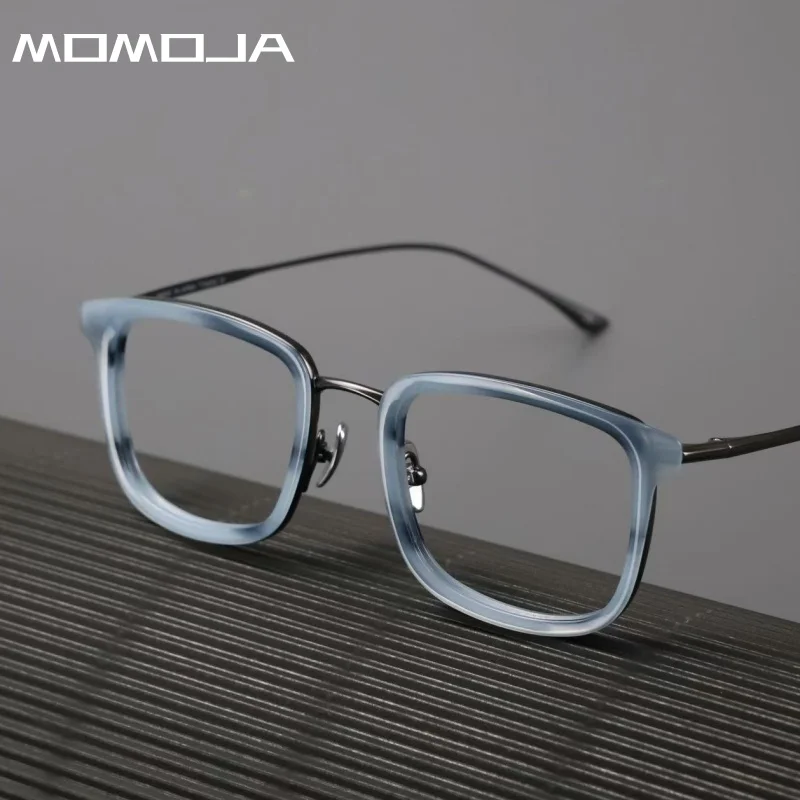 MOMOJA Hochwertige Herrenbrillen aus reinem Titan, quadratisch, ultraleicht, optische verschreibungspflichtige Brillengestelle für Damen, 6673 Image