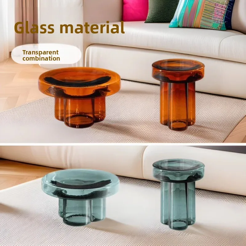 Nordic Light Luxus handgefertigter Glas-Couchtisch mit kreativer Blütenblattform, Wohnzimmer-Kombination, Couchtisch, moderne Möbel