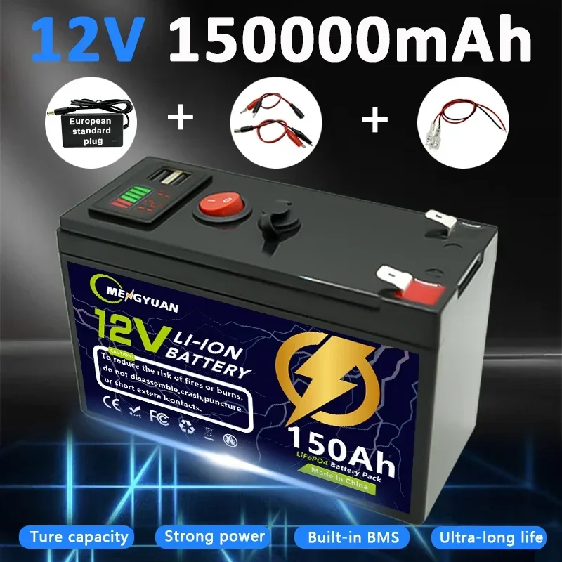 12V 150Ah Lithium LiFePO4 Deep 4000+ Cycles Batterie wiederaufladbare Batterie für Solar/Wind PowerKleine USV, Beleuchtung, Power Wheels Image