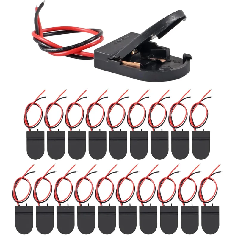 25 Stück Batteriehalter, Knopfzellenhalter, 1 x 3 V CR2032-Batteriehalter, Knopfbatteriehalter mit Line-On-Off-Schalter Image