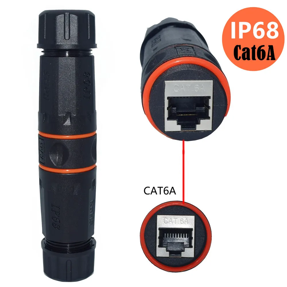 Ethernet LAN CAT6A geschirmter IP68 M23 RJ45 wasserdichter Stecker RJ 45-Buchse Netzwerkkabel-Verlängerungsadapter Image